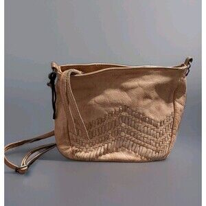 Day & Mood Tan Leather Shoulder Bag Crossbody Boho Cognac Camel Hobo Purse